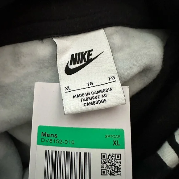 Nike Club Fleece All Over Print Swoosh Hoodie Black - Picture 6 of 6